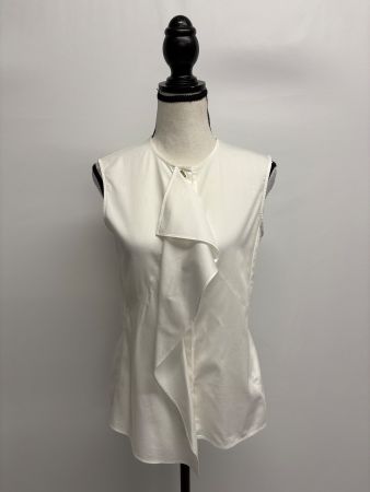 Hugo Boss weisse Bluse mit Rüschen ärmellos Gr. 34