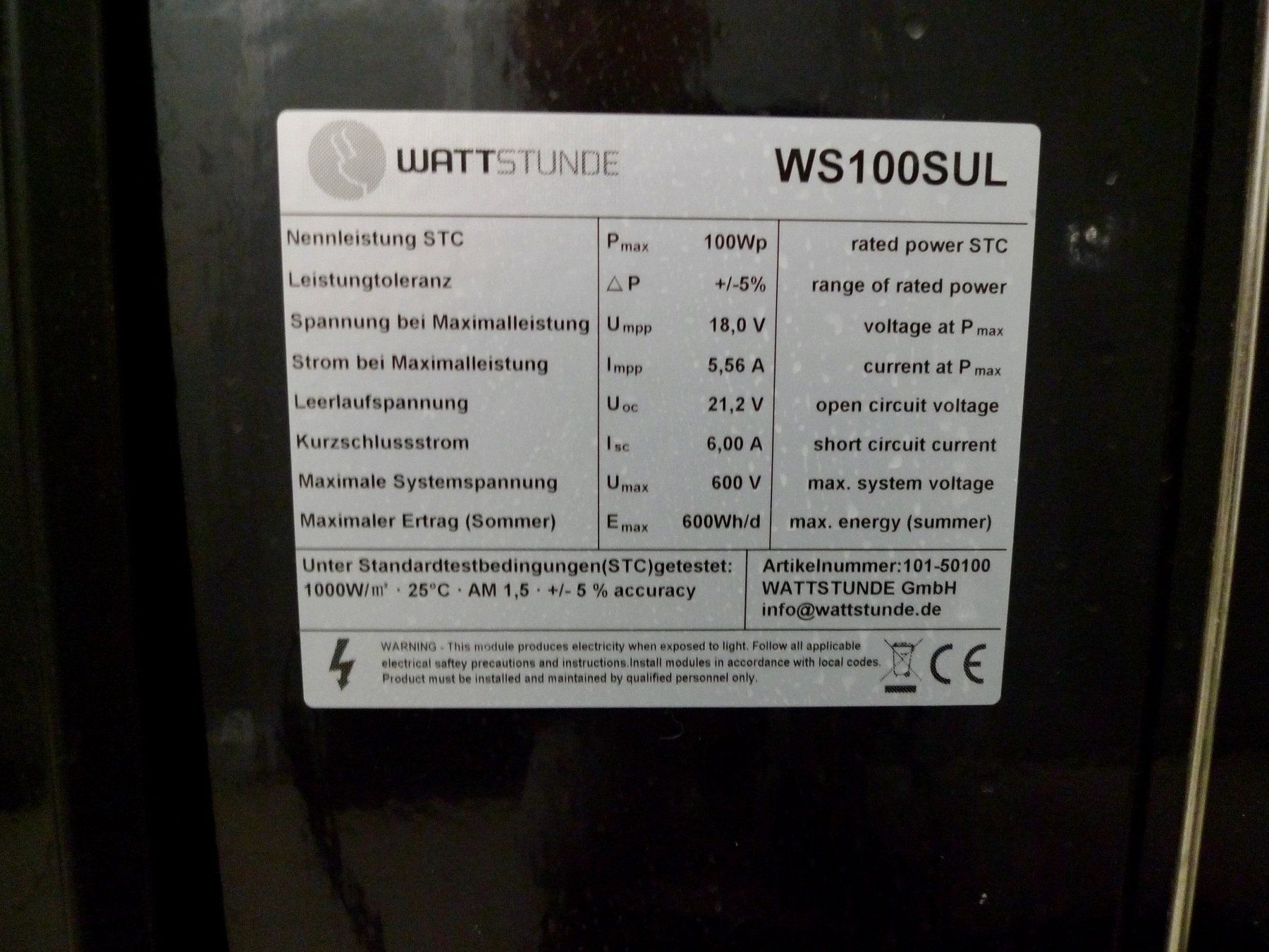 Dispositivi a energia solare: 100 Watt Solarkoffer ULTRALIGHT, Wattstunde WS100SUL – Usato da Abtwil SG venduto da Optimaten 7