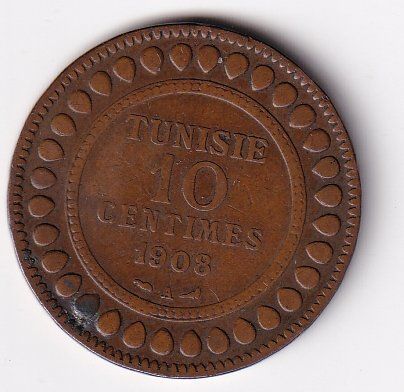Tutti le monete: Tunesien 10 centimes 1908 rar – Usato da Neuchâtel venduto da karlpierrino