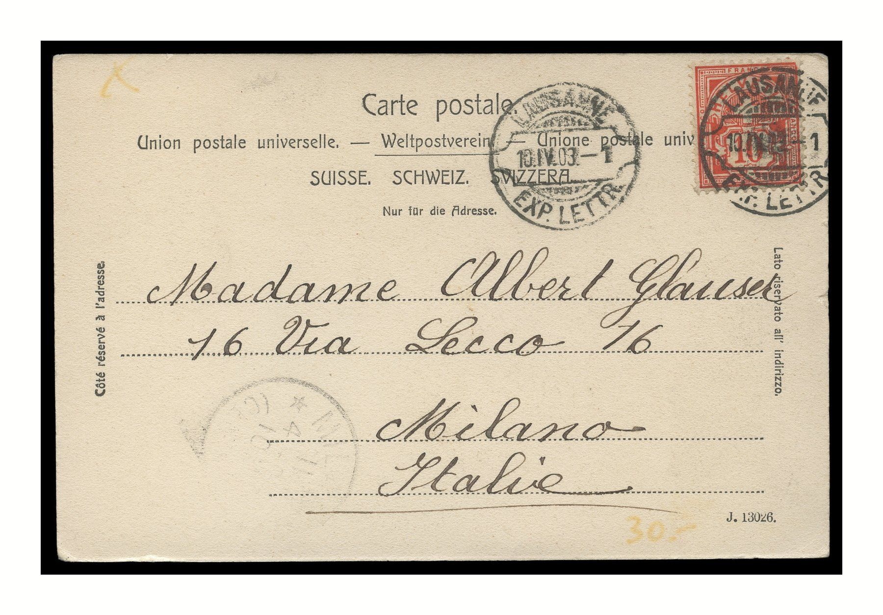 Cartes postales: JOURNAL "LA SUISSE" - 1903 Genève – D'occasion à Onex par gonsla01 1
