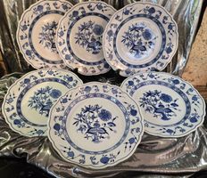 6 Teller Zwiebelmuster blau weiss Hutschenreuther