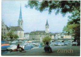 AK Romantisches Zürich, Partie an der Limmat