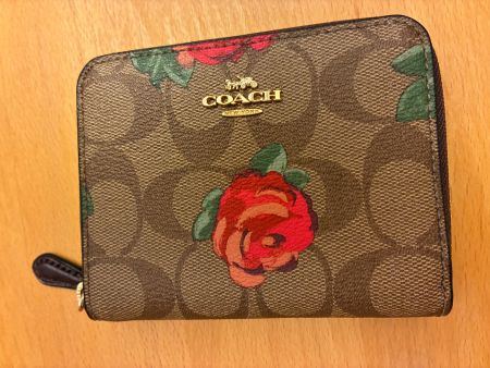 COACH Zip Floral Wallet Portemonnaie Signature rot braun NEU