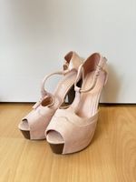 Pink Plateau-Heels mit Holzabsatz