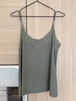 Damen Spaghettiträger Top oliv mit Spitze Gr. S New Yorker