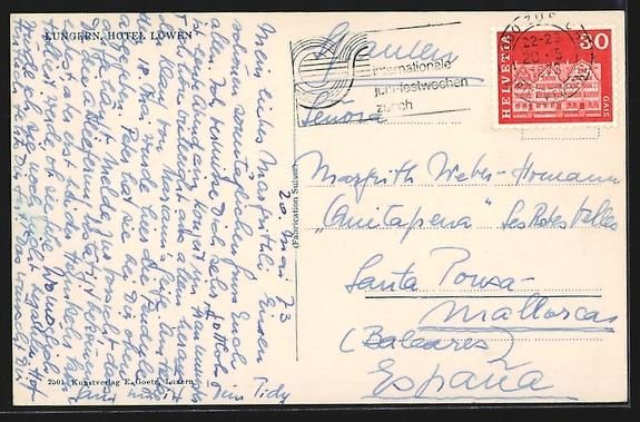 Cartoline postali: AK Lungern, Strasse am Hotel Löwen – Usato da Berlin venduto da bartko-reher 1