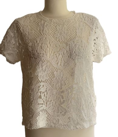 ZARA-SPITZENBLUSE MIT TRÄGERTOP WEISS  **NEU**