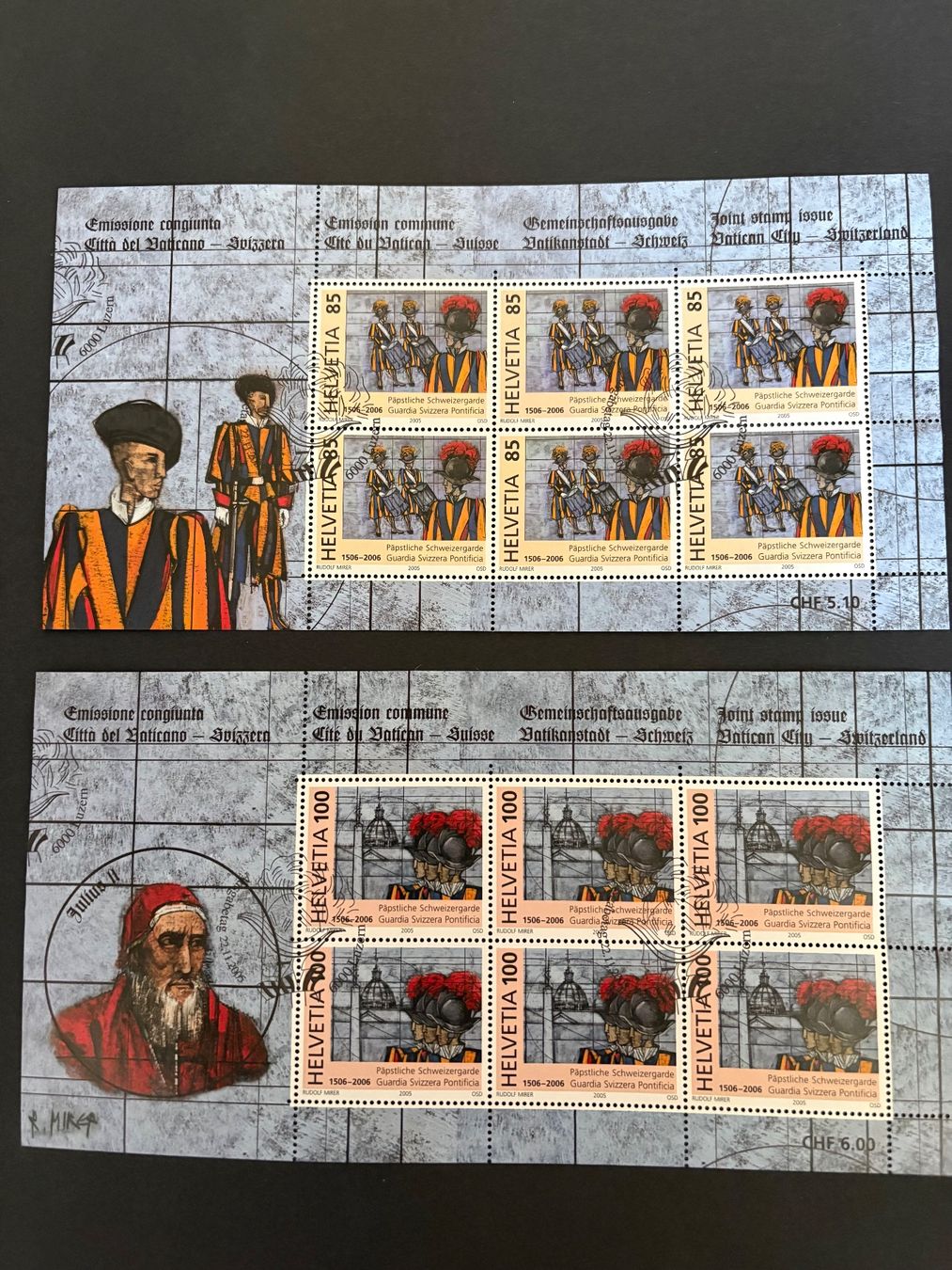 Tutti i francobolli: 2 Kleinbogen, MiNr. 1945 - 1946 Schweiz, 2005 – Usato da Steinmaur venduto da Nicorutishauser
