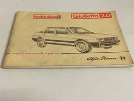 ALFA ROMEO GIULIETTA 2.0 td LIBRETTO USO MANUTENZIONE 06/83