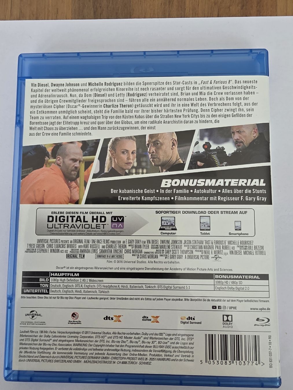 Tutti i DVDs: Fast & Furious 8 Blu-ray – Usato da Olten venduto da Rappe50 1