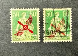 Flugpostmarke F2 - gestempelt und ungebraucht mit Falzrest