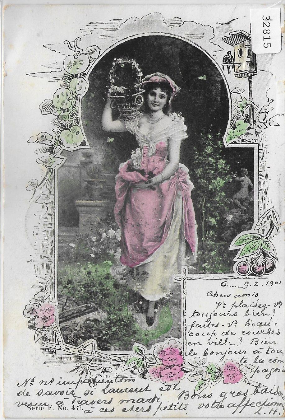 Cartoline postali: Modische Dame mit Korb – Usato da Ettingen venduto da Kartenplanet