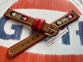 14mm Uhrenband Leder, Kuh + Edelweiss, Uhrenarmband