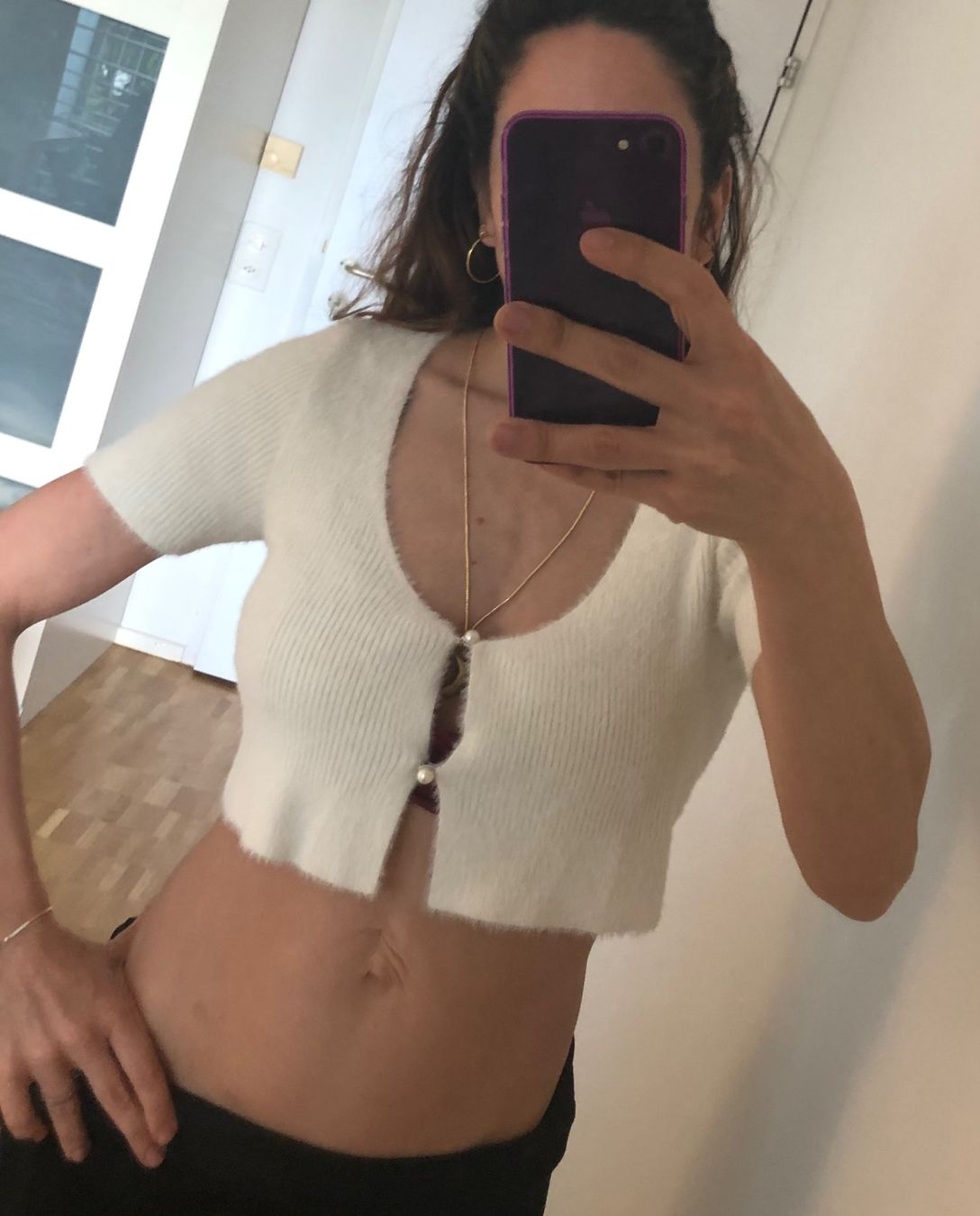 Tops: Süsses CropTop Beige TeddyBär Gefühl mit Perlen – Gebraucht aus Zürich von maral787 2