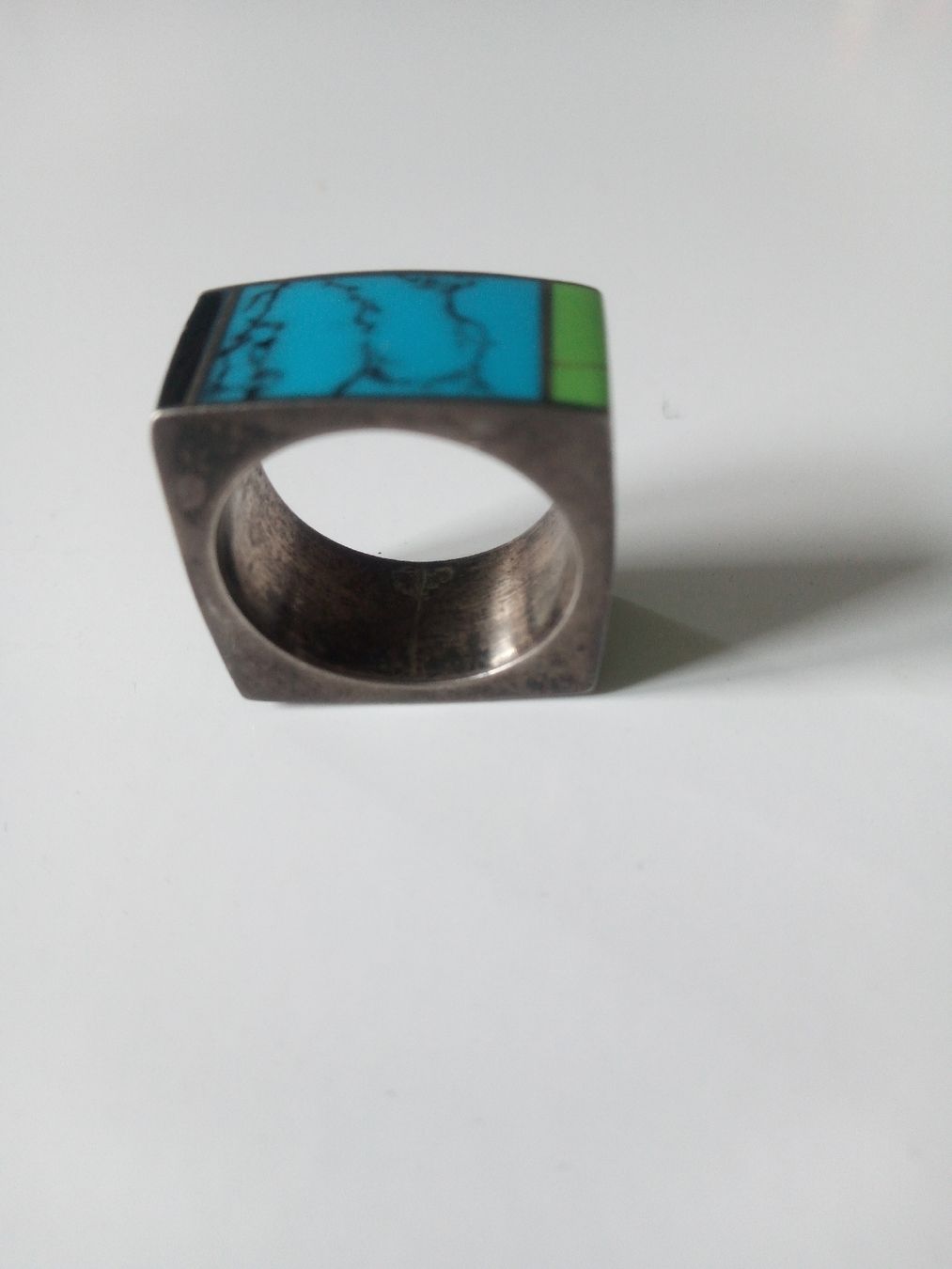 Anelli: Silber Design Ring mit Türkis-Einlage, Grösse 18, neuwertig – Nuovo (secondo la descrizione) da Basel venduto da STrudi_9qvp 4