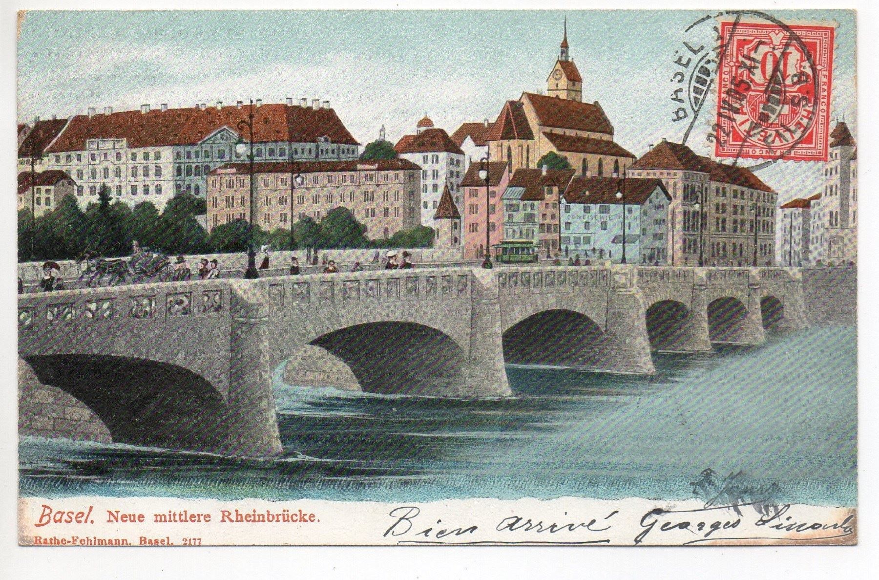 Cartoline postali: BASEL Neue mittlere Rheinbrücke – Usato da Jona venduto da philajona
