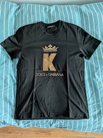 Dolce and Gabbana Black King Patch T-Shirt L