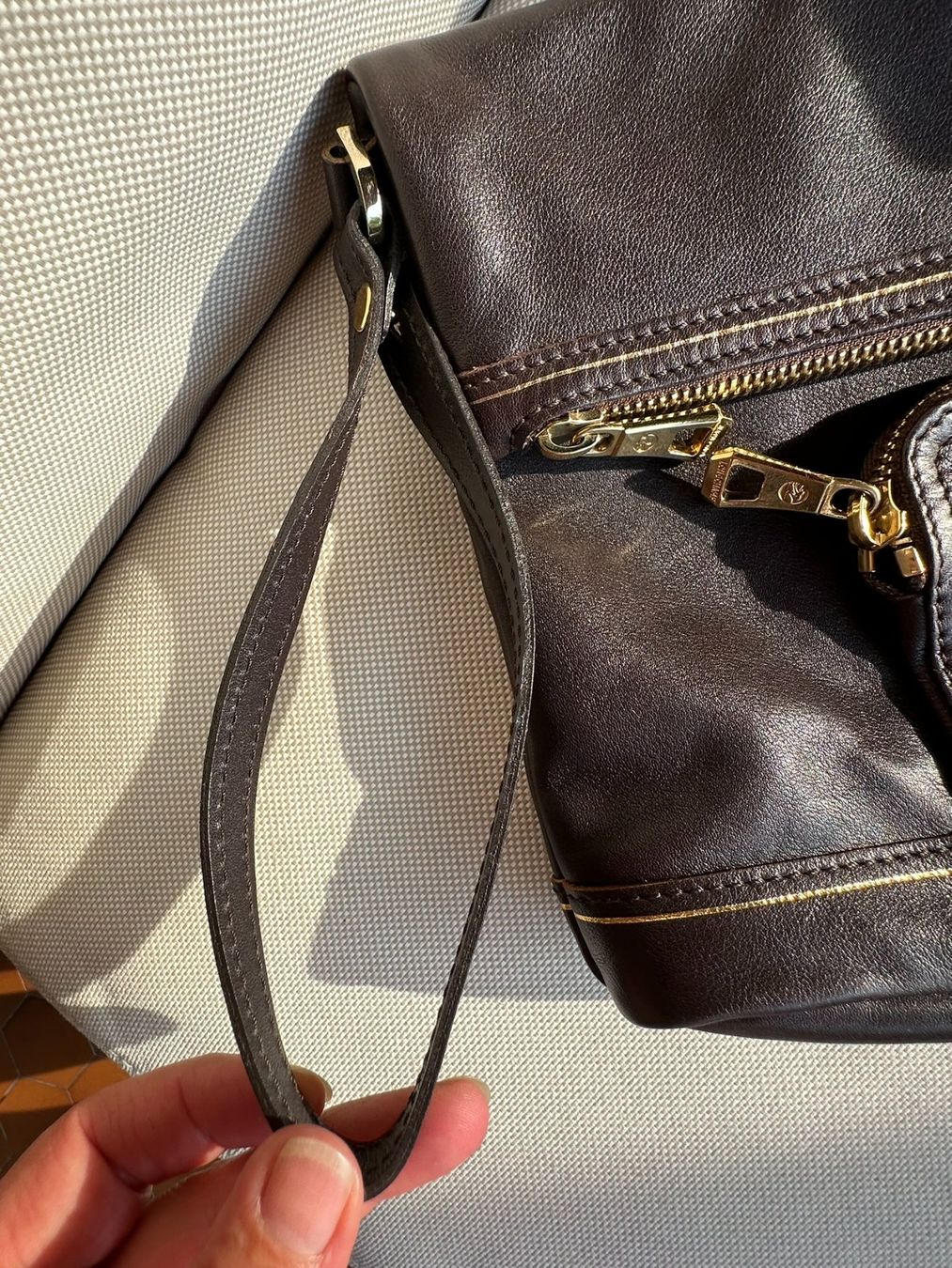 Longchamp Borse da donna: Pochette/Clutch longchamp cuir chocolat – Usato da Bernex venduto da euma1976 4