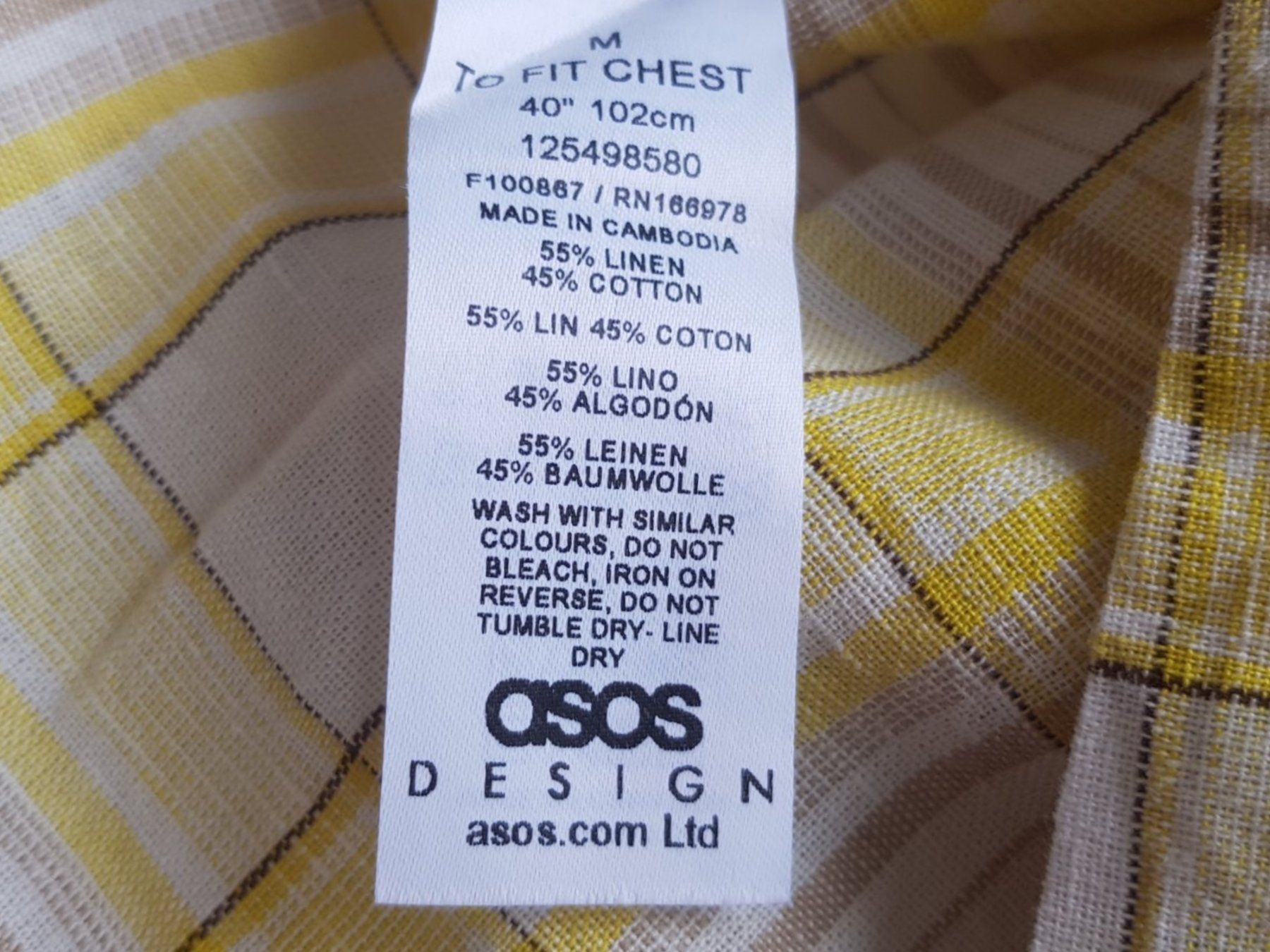 Asos Camicie: ASOS Leinenhemd gelb-kariert Gr. M – Usato da Suhr venduto da Restwert_Suhr 6