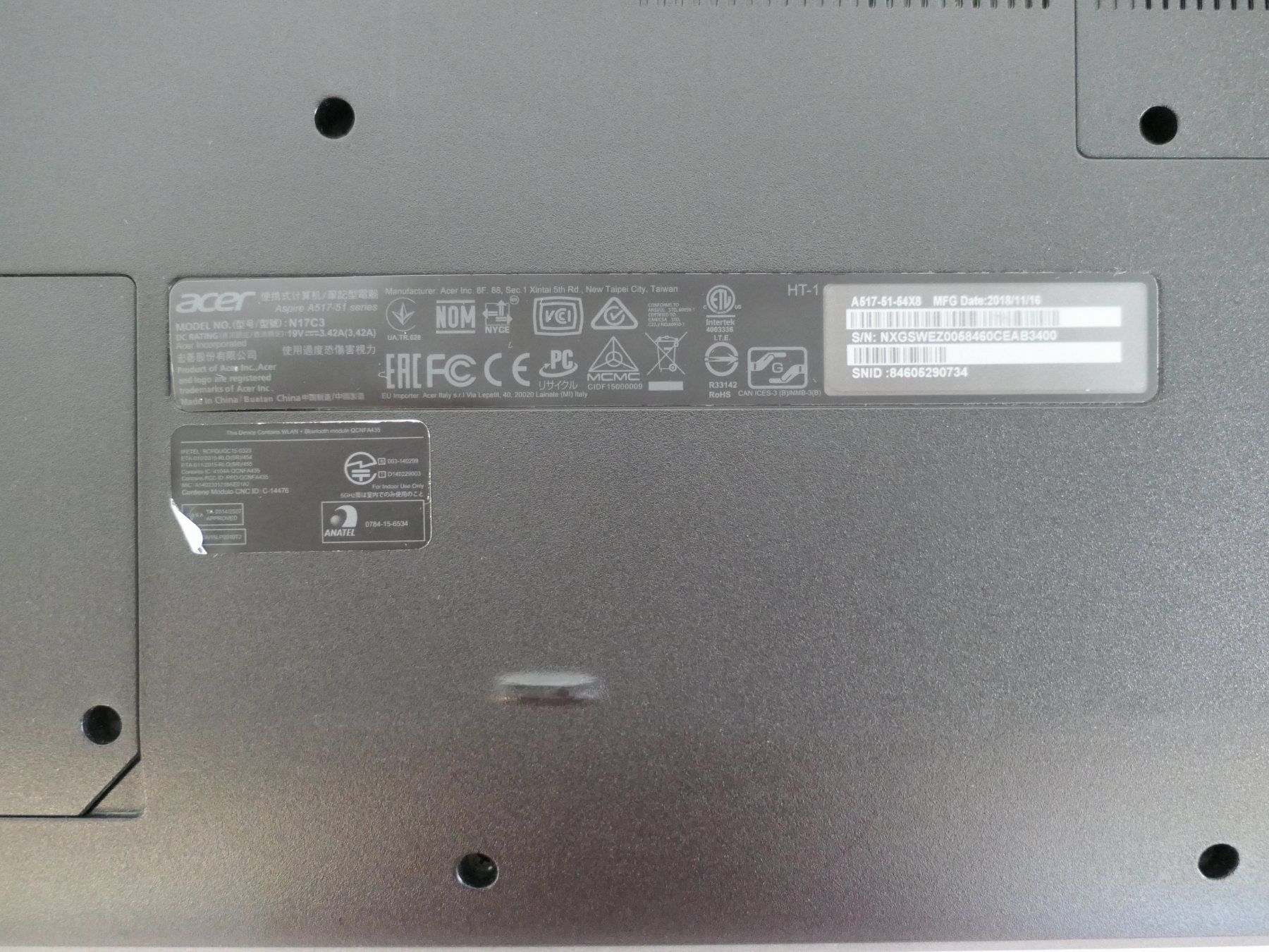 Acer Notebook: ACER NOTEBOOK ASPIRE A517-51 SERIES – Usato da Münchenstein venduto da VSPBL-Verkauf 6