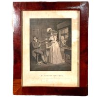 LES PARENTS VERTUEUX lithography painted G.Morland