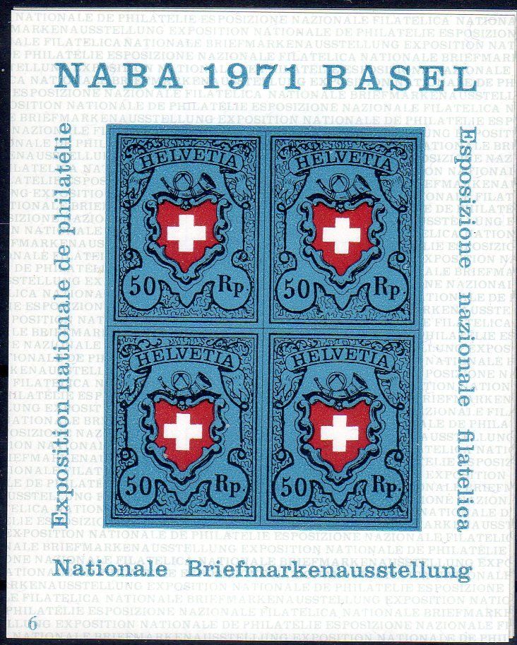 Tutti i francobolli: NABA 1971 BASEL BLOCK NR 6 **POSTFRISCH** - AX260 – Nuovo (secondo la descrizione) da Losone venduto da EM2019