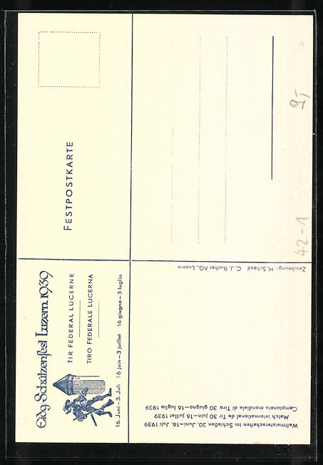 Ansichtskarten: Luzern, Eidg. Schützenfest 1939. Scheib – Gebraucht aus Berlin von bartko-reher 1