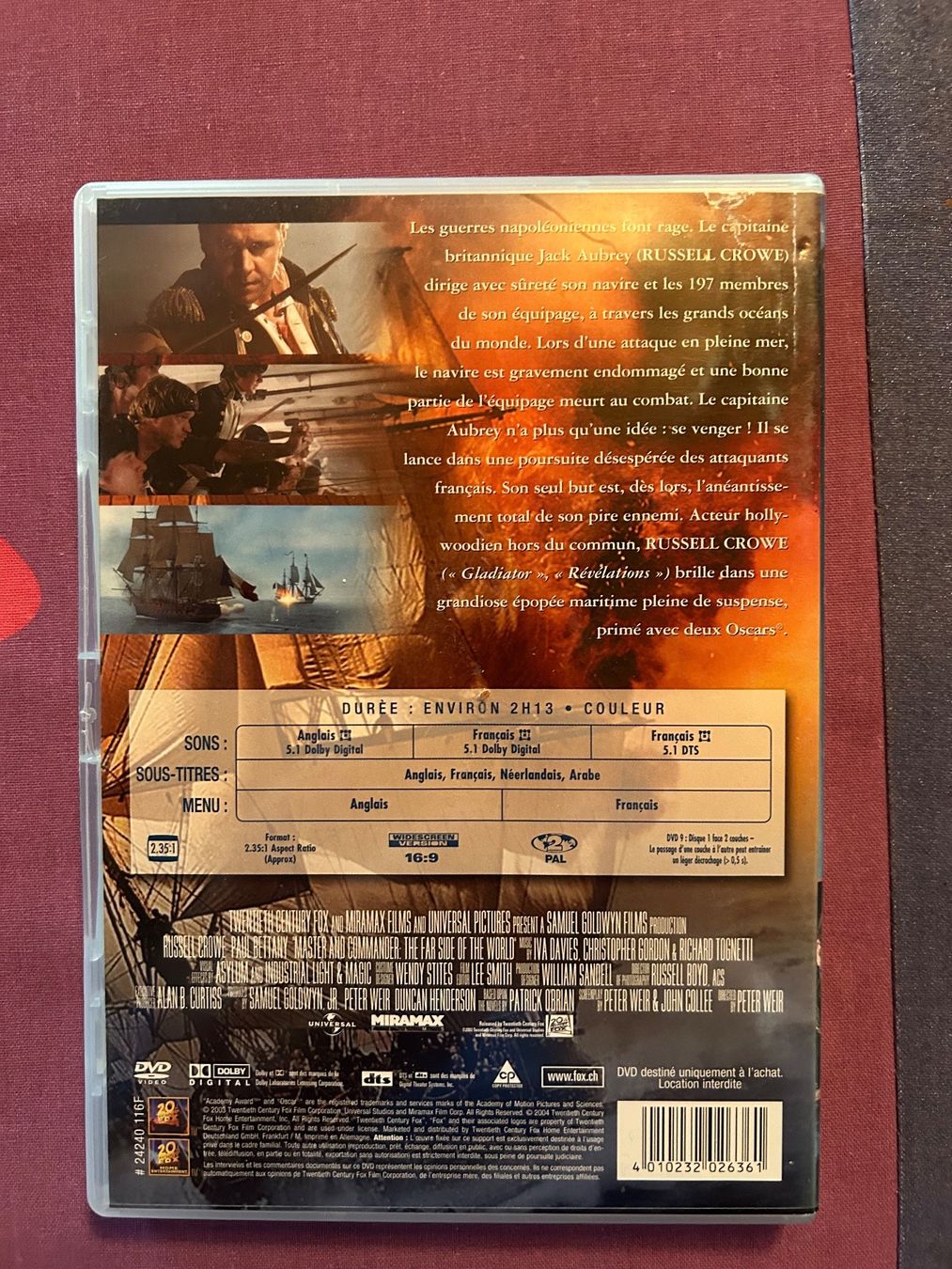 Tutti i DVDs: MASTER AND COMMANDER (RUSSELL CROWE) – Usato da St-Cierges venduto da Crisi53 1