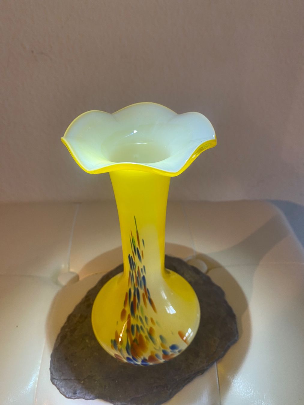 Murano Bicchieri: Gelbe Murano Glas Vase mit Farbklecksen – Nuovo (secondo la descrizione) da Männedorf venduto da Maru83 2