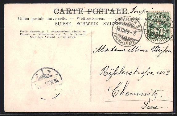 Cartoline postali: Zürich, Eidgen. Sängerfest 1905, Total – Usato da Berlin venduto da bartko-reher 1