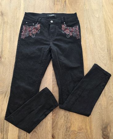 Damen Jeans schwarz Gr. 38 Koroshi bestickt neuwertig