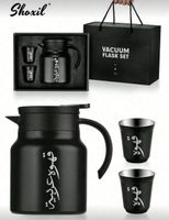 Thermoskanne Set, Doppelwandig, Schwarz