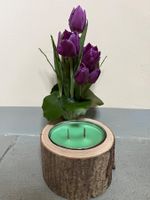 Boho Dekoration Soja Kerzen im Baumstamm Holz Massiv