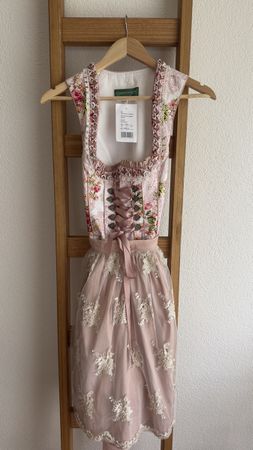 Dirndl Countryline Blumenmuster Creme Rosa Grösse 38 Neu