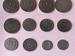 Collection pièces suisses 1 et 2 francs diverses années b...