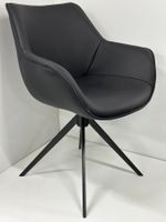 6 Sessel PADUA Leder schwarz drehbar mit Rückstellung