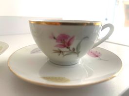 Kaffeegedeck 6-teilig Bavaria floral Goldrand guter Zustand