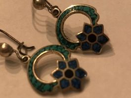 boucles d'oreilles turqoises fleur