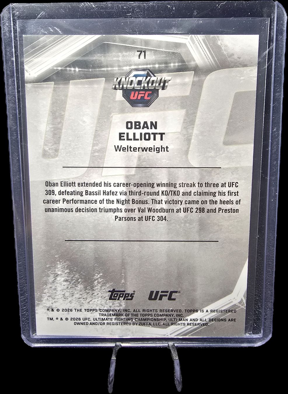 Topps Carte collezionabili: Oban Elliott 5/5 UFC Knockout 2026 – Nuovo (secondo la descrizione) da Sementina venduto da PlatinumCollectibles 1