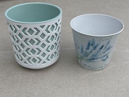 Schöne Blumen-Töpfe für den Frühling, mintgrün & lavendel 2 