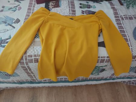 Haut vintage chic jaune moutarde, taille uk 10