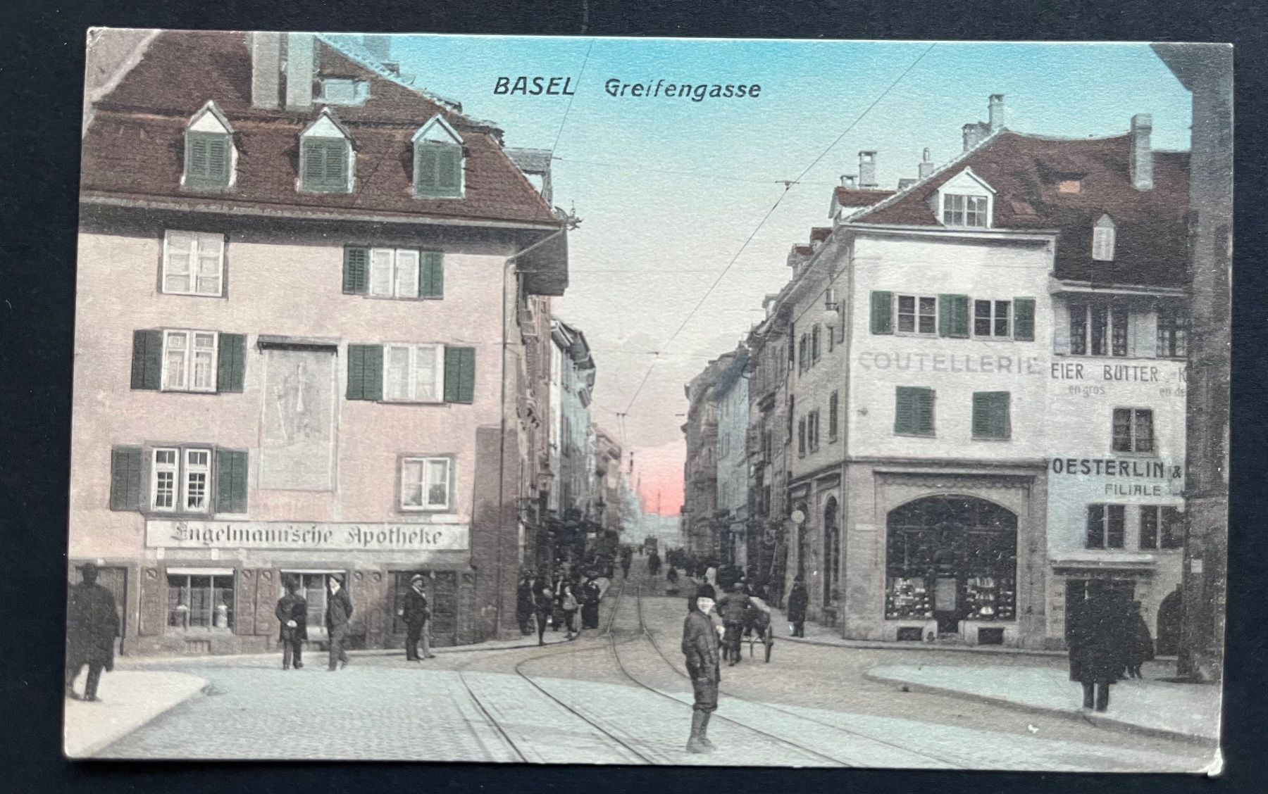 Ansichtskarten: BASEL Greifengasse, COUTELLERIE/Apotheke, ca. 1920 – Gebraucht aus Wabern von DaxKarten-75