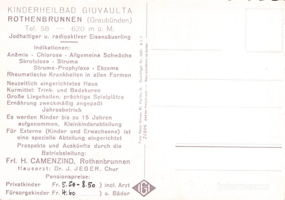 Cartoline postali: Rothenbrunnen GR // Giuvaulta Kinderheilbad – Usato da Basel venduto da intermezzo12 1