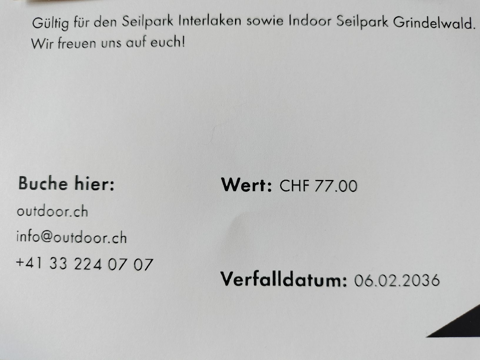 Buoni: Gutschein Seilpark Interlaken Grindelwald – Nuovo (secondo la descrizione) da Schwanden Sigrisw venduto da cadieux71 1