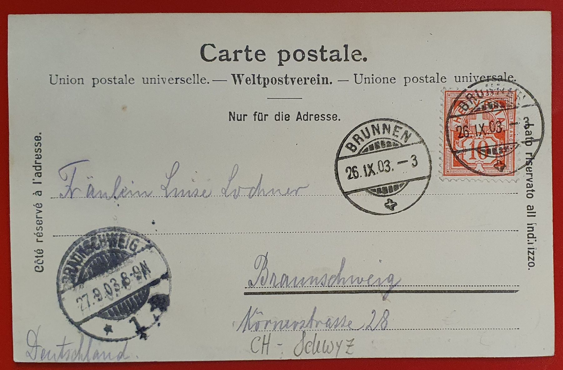 Cartoline postali: Brunnen 1903 - Dorfplatz – Usato da Kreuzlingen venduto da Rschweiz1 1