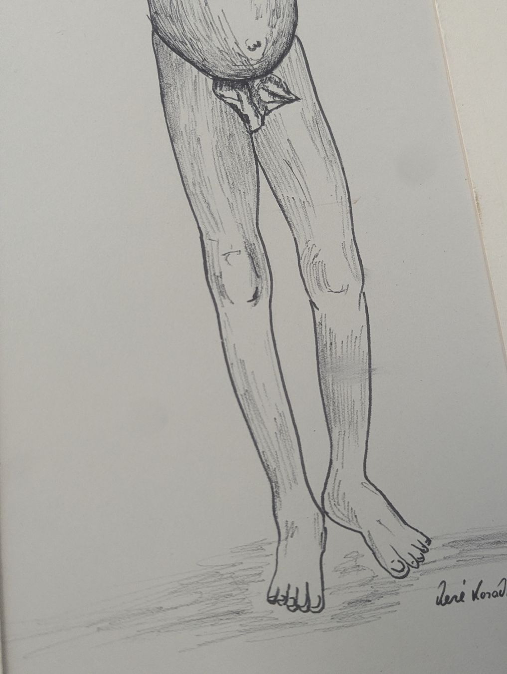 Dipinti: Vintage 1960s Mid-Century Graphite Drawing Portrait Signed – Usato da Erlinsbach SO venduto da Meytalien 3