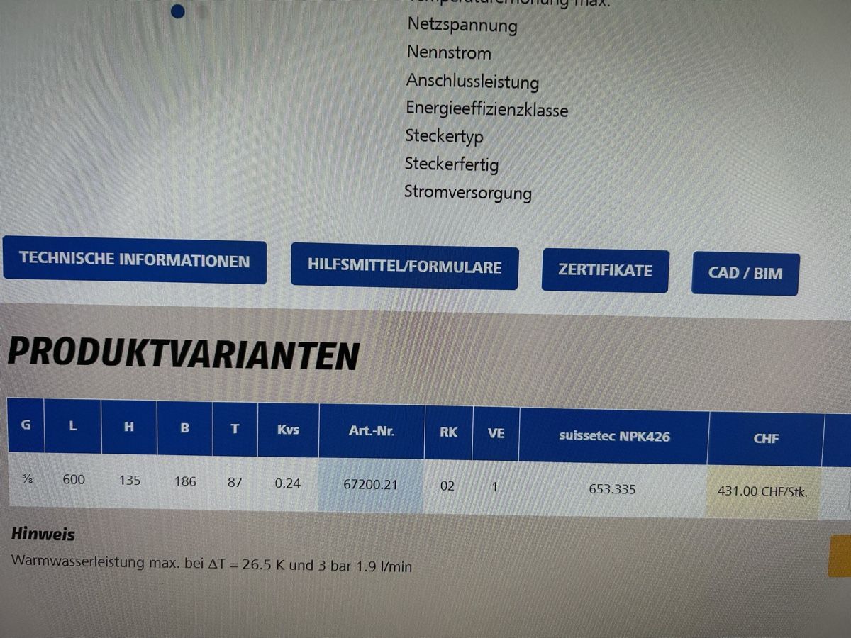 Sanitär: Durchlauferhitzer Nussbaum  – Neu und originalverpackt aus Bachenbülach von smoki-2019 3