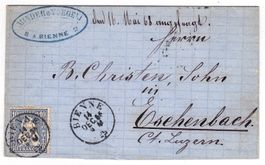Lettre de Bienne pour le canton de Luzern le 14.DEC.65