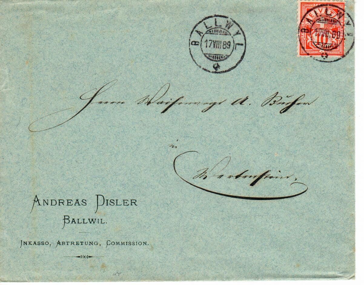 Tutti i francobolli: Brief, Andreas Disler Ballwil 1889 – Usato da Wolhusen venduto da Curver9