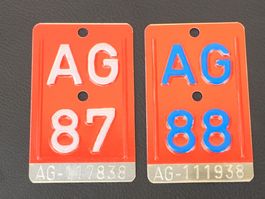 Velonummern / Fahrradnummern AG 87 / AG 88
